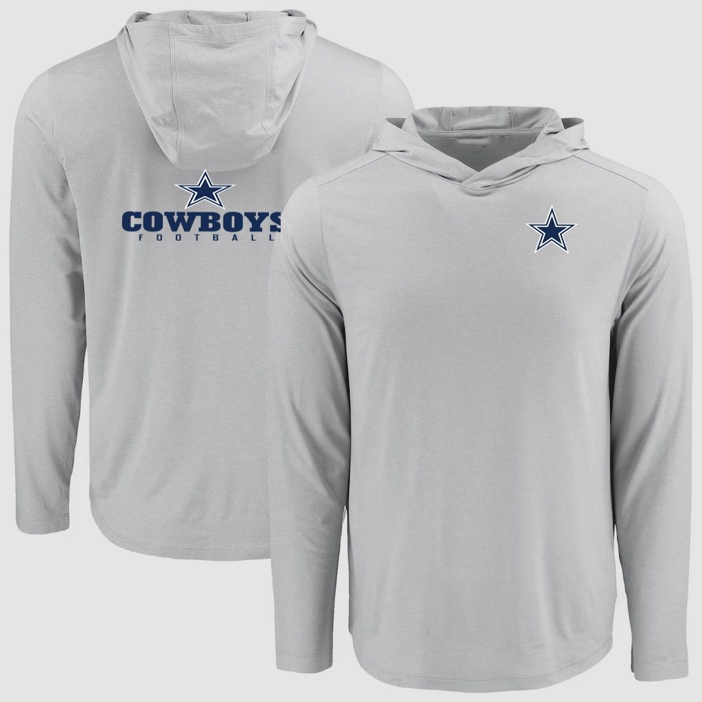 Men 2026 NFL Dallas Cowboys Hooded long sleeved T-shirt grey 05